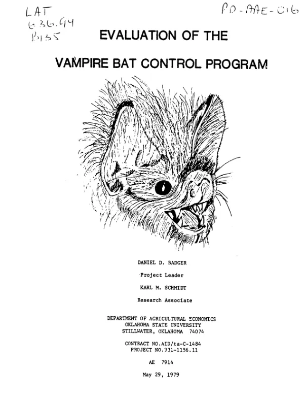 EVALUATION OF THE VAMPIRE BAT CONTROL PROGRAM