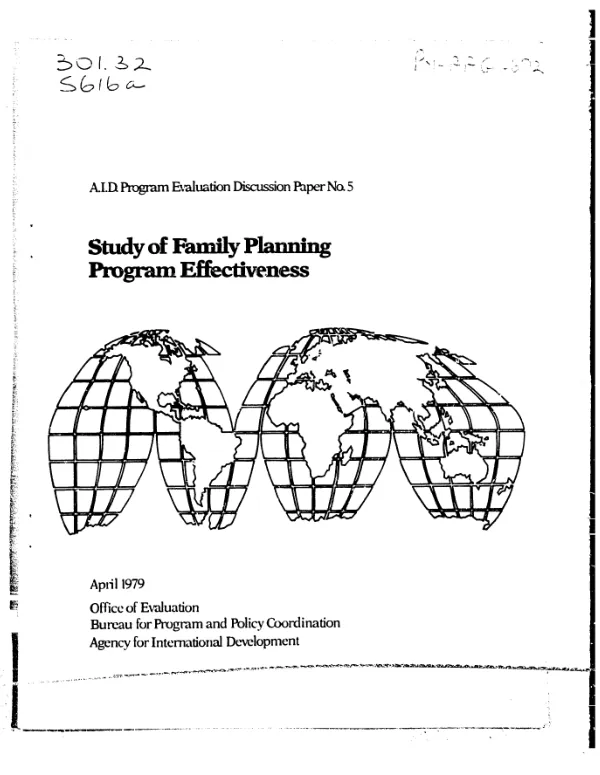 Study of family planning program effectiveness