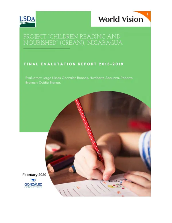 [FY 2014 USDA McGovern-Dole] Project “children reading and nourished” (CREAN), Nicaragua : final evaluation report