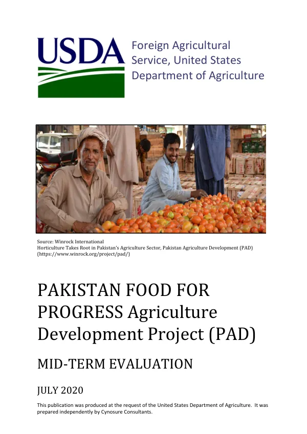 [USDA FY 2016] Pakistan food for progress agriculture development project (PAD) : mid-term evaluation