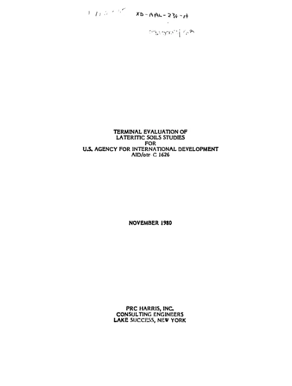 Terminal evaluation of lateritic soils studies