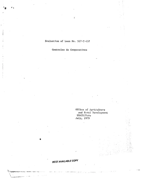 Evaluation of loan no. 527-T-058; Centrales de Cooperatives