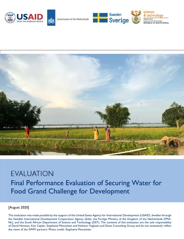 Final performance evaluation of securing water for food grand challenge for development