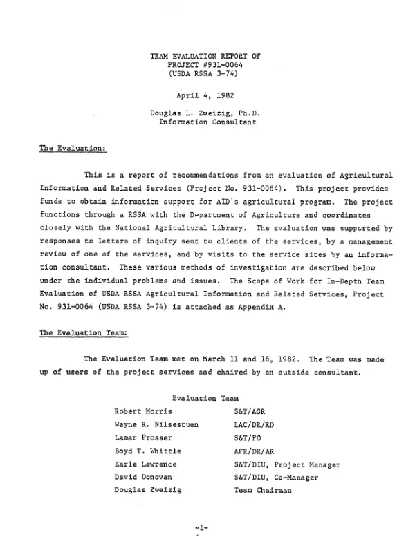 Team evaluation report
