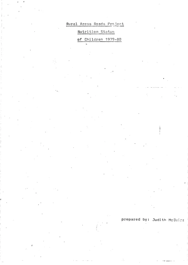 Rural areas roads project; nutrition status of children 1979-80