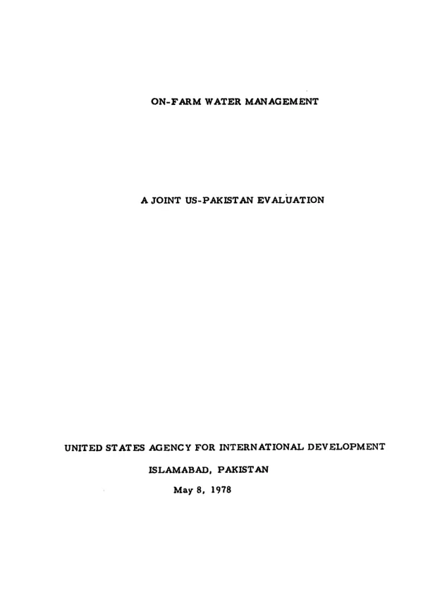 On-farm water management; a joint US-Pakistan evaluation