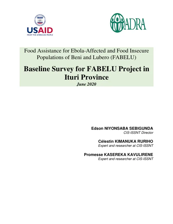 Baseline survey for FABELU project in Ituri Province