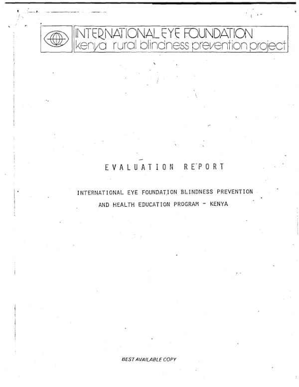Evaluation report : International Eye Foundation blindness prevention and health education program