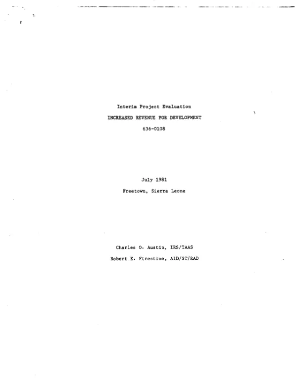 Interim project evaluation, increased revenue for development