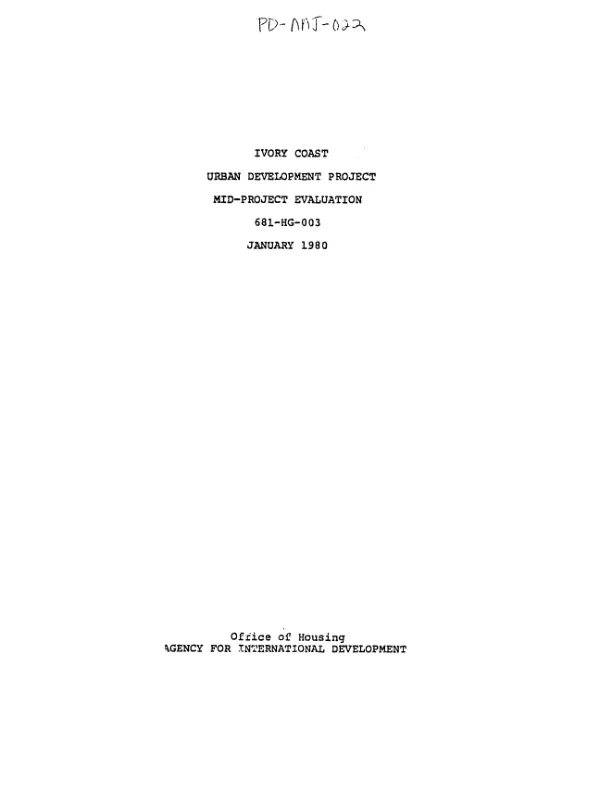 Ivory Coast urban development project, mid-project evaluation