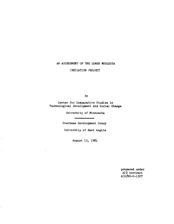 Assessment of the Lower Moulouya irrigation project