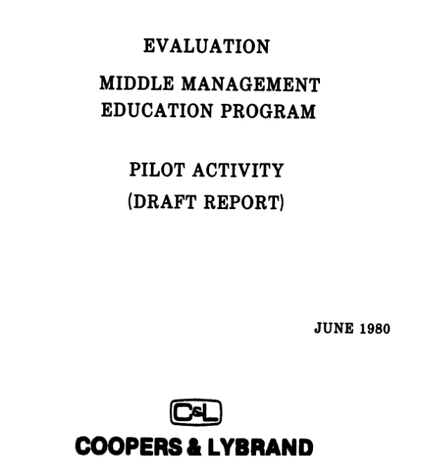 Evaluation middle management education program pilot activity; draft report
