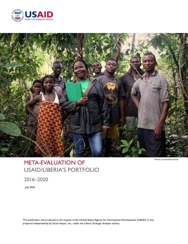 Meta-evaluation of USAID/Liberia's portfolio, 2016-2020