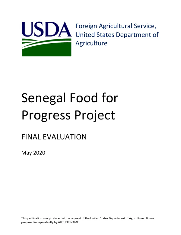 [USDA FY14] Senegal food for progress project : final evaluation