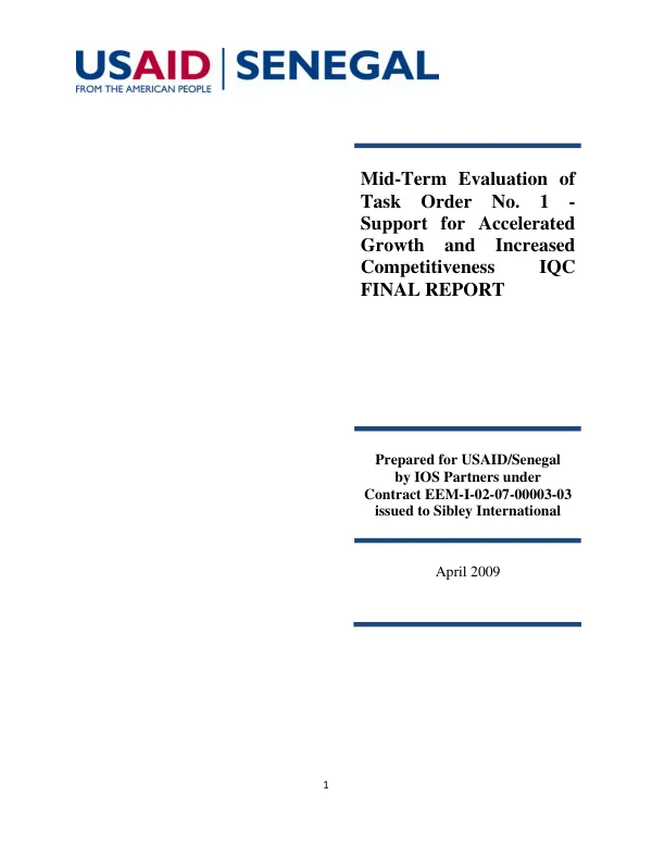 Mid-term evaluation of task order no. 1 : support for accelerated growth and increased competitiveness IQC -- final report