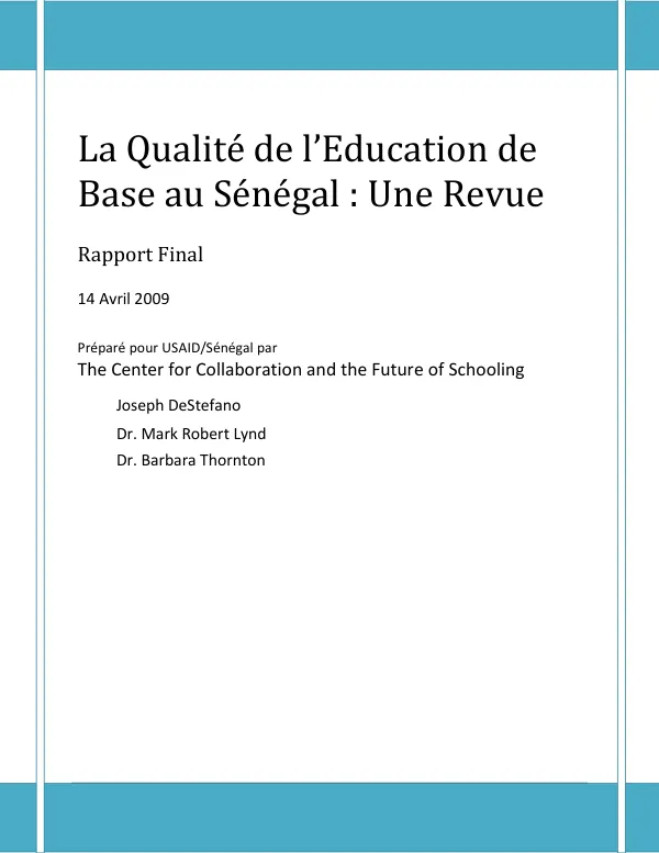 La qualitie de l"education de base au Senegal : une revue