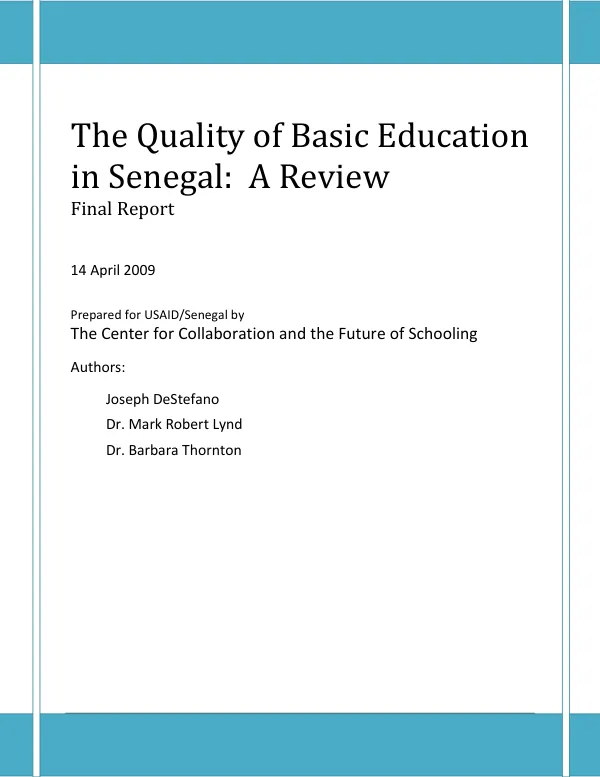 The quality of basic education in Senegal : a review