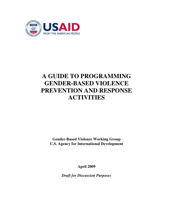 A guide to programming gender-based violence prevention and response activities