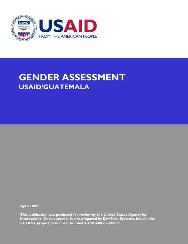 Gender assessment : USAID/Guatemala
