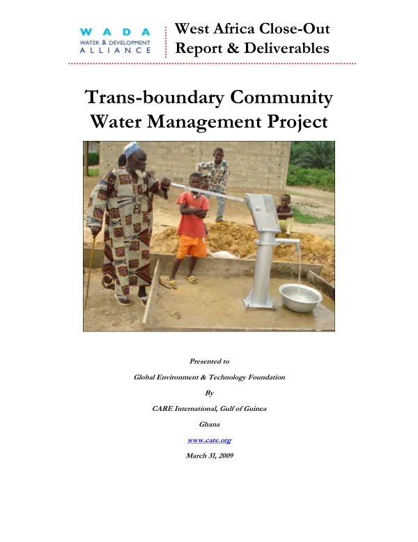 West Africa close-out Report & deliverables : trans-boundary community water management project