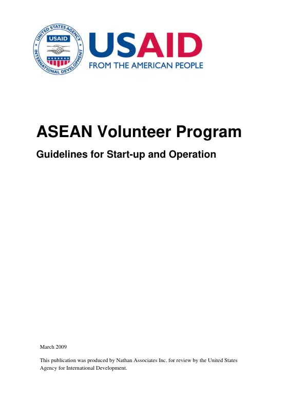 ASEAN volunteer program : guidelines for start-up and operation