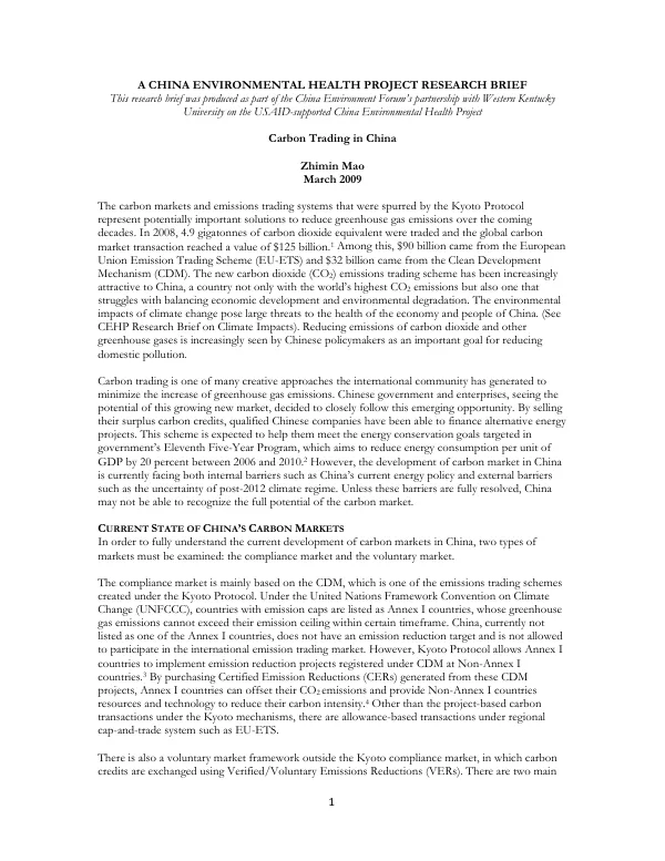 Carbon trading in China