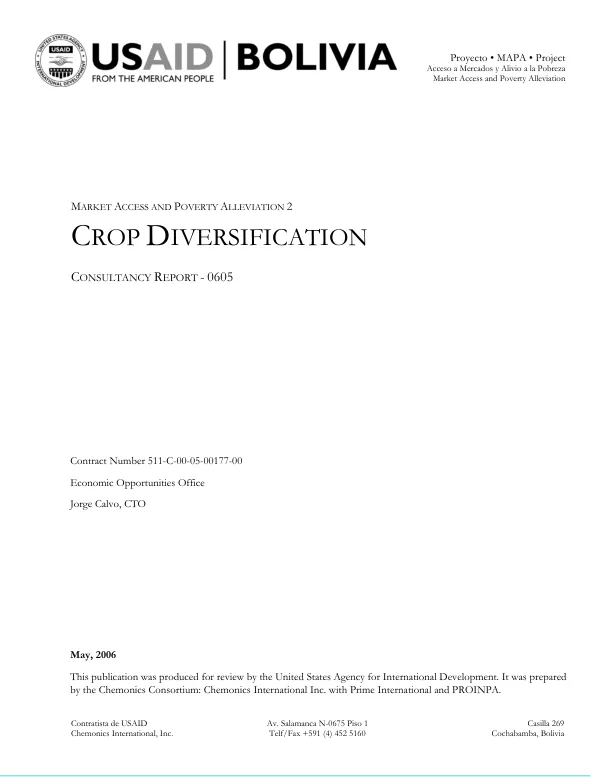 Crop diversification : consultancy report - 0605