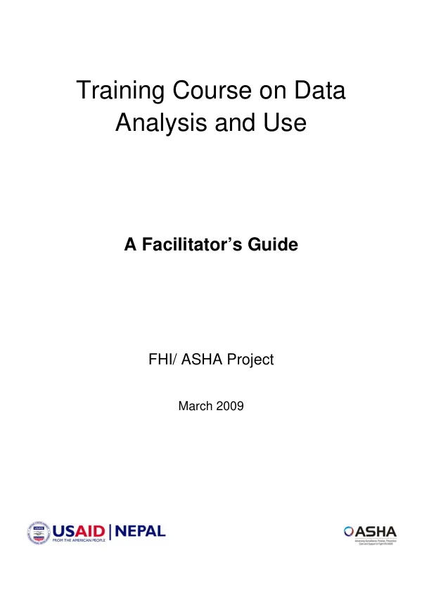 Training course on data analysis and use : a facilitator"s guide