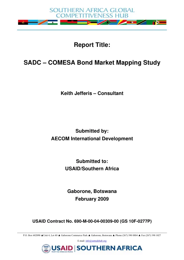 SADC - COMESA bond market mapping study