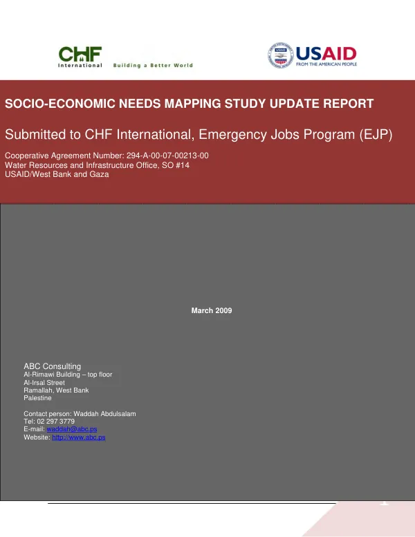 Socio-economic needs mapping study update report
