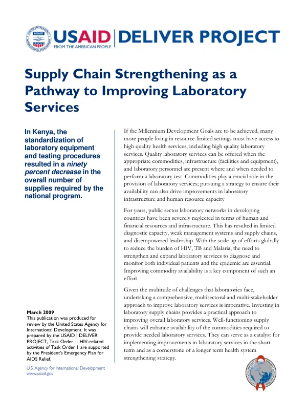 Supply chain strengthening as a pathway to improving laboratory services