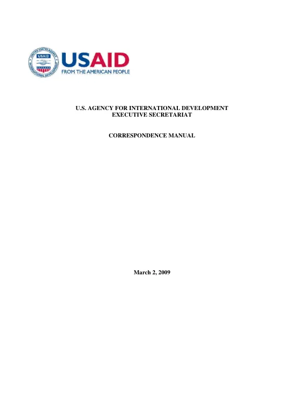 U.S. Agency for International Development Executive Secretariat : correspondence manual
