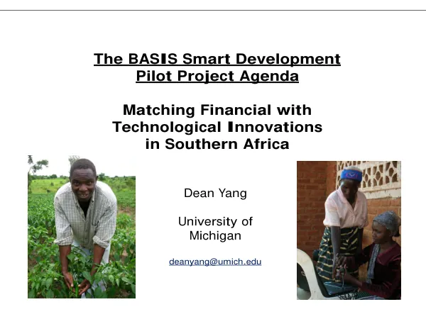 The BASIS smart development pilot project agenda : matching financial with technological innovations in Southern Africa