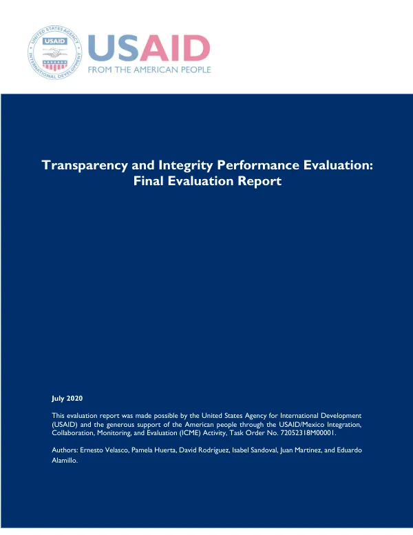 Transparency and integrity performance evaluation : final evaluation report