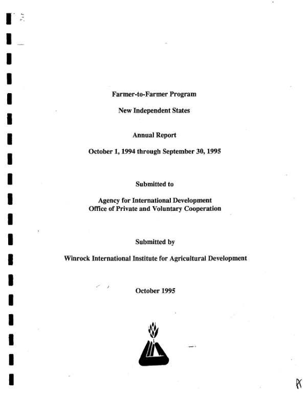 Farmer-to-farmer program : New Independent States -- annual report, October 1, 1994 through September 30, 1995