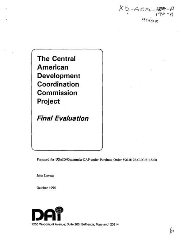 Central American Development Commission project : final evaluation