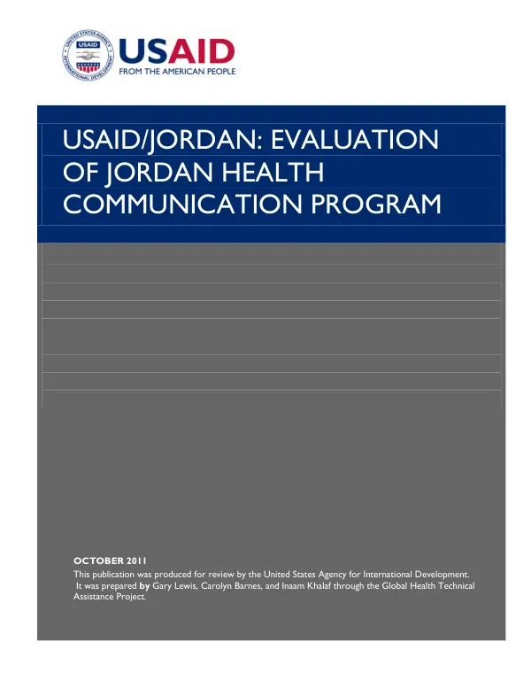 USAID/Jordan : evaluation of the Jordan health communication program