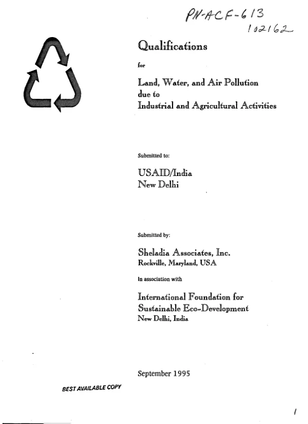 Qualifications for land, water, and air pollution due to industrial and agricultural activities