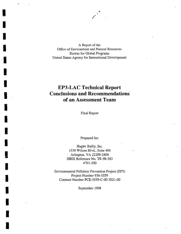 EP3-LAC technical report : conclusions and recommendations of an assessment