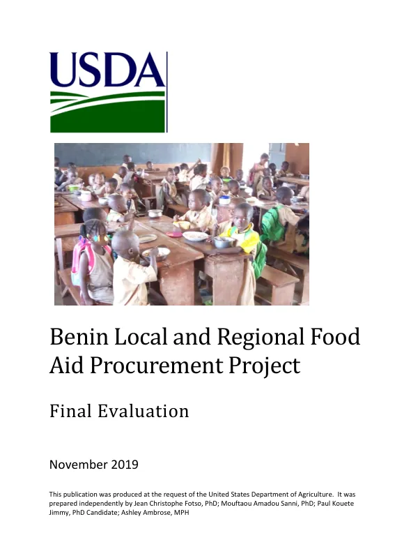[USDA] Benin local and regional food aid procurement project : final evaluation [FY 2017]