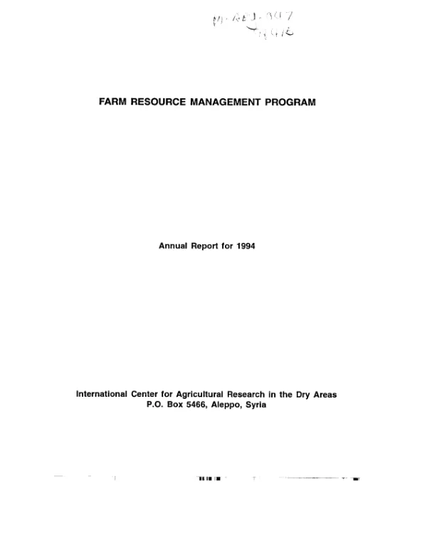 Farm resource management program : annual report for 1994
