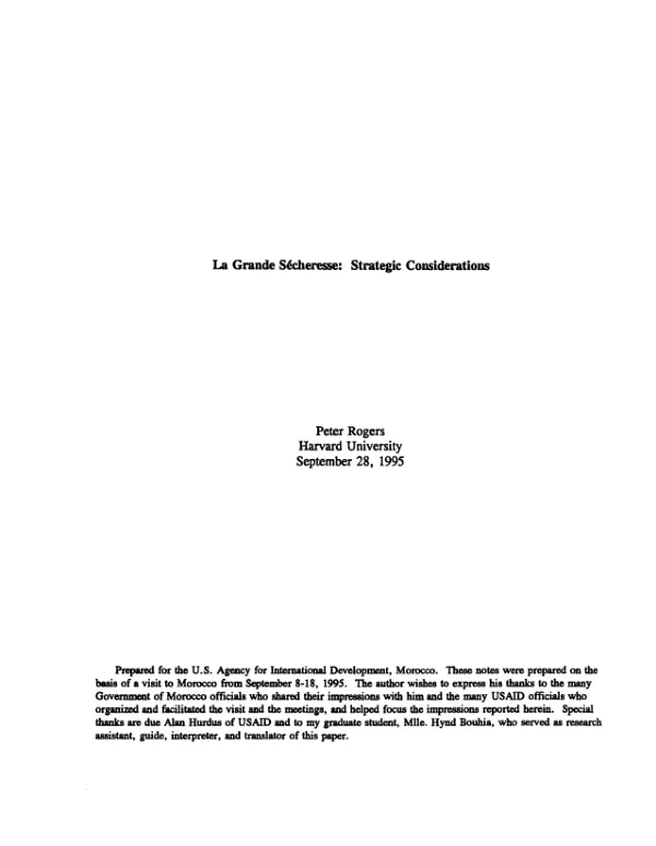 La grande secheresse [drought] : strategic considerations