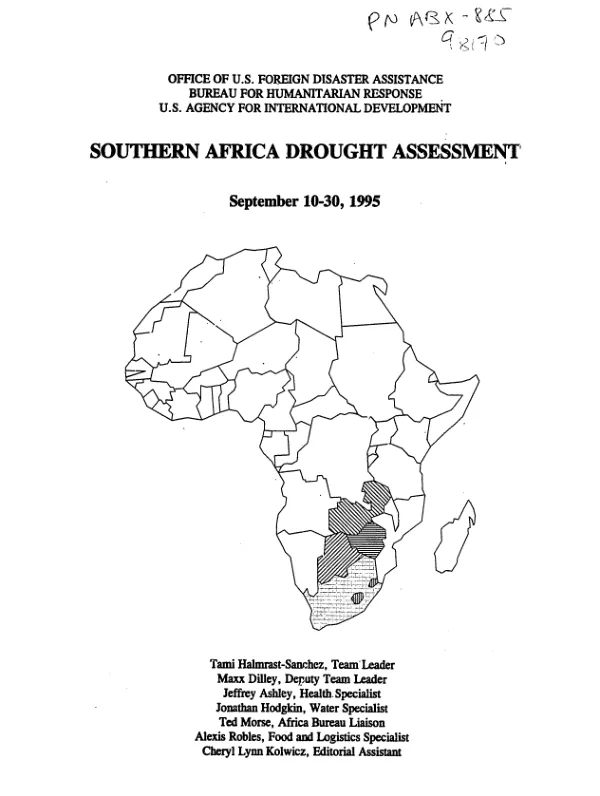 Southern Africa drought assessment : September 10 - 30, 1995