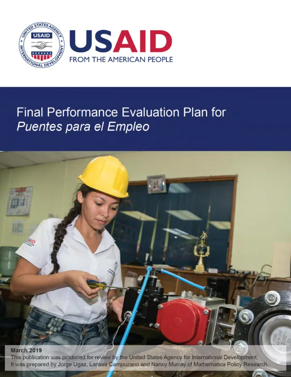Final performance evaluation plan for puentes para el empleo