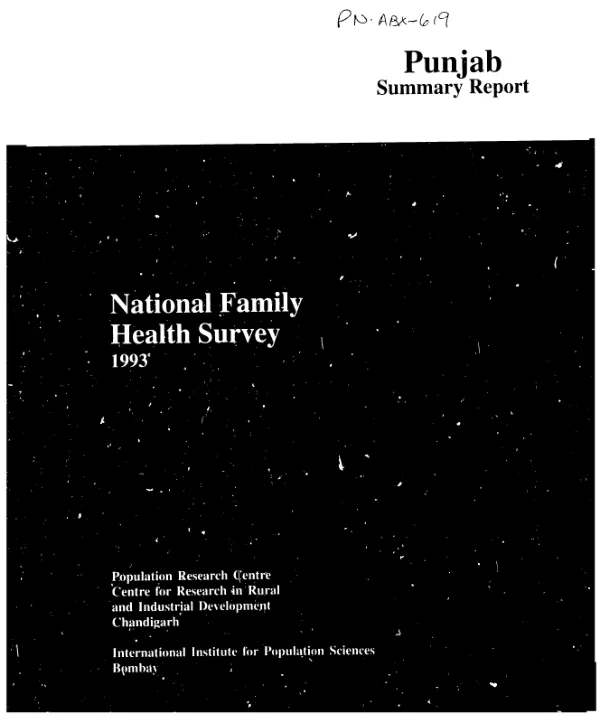 National family health survey (MCH [maternal child health] and family planning) : Punjab, 1993 -- summary report