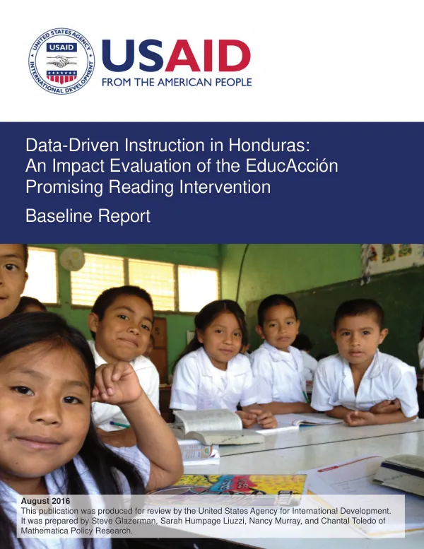 Data-driven instruction in Honduras : an impact evaluation of the educaccion promising reading intervention : baseline report