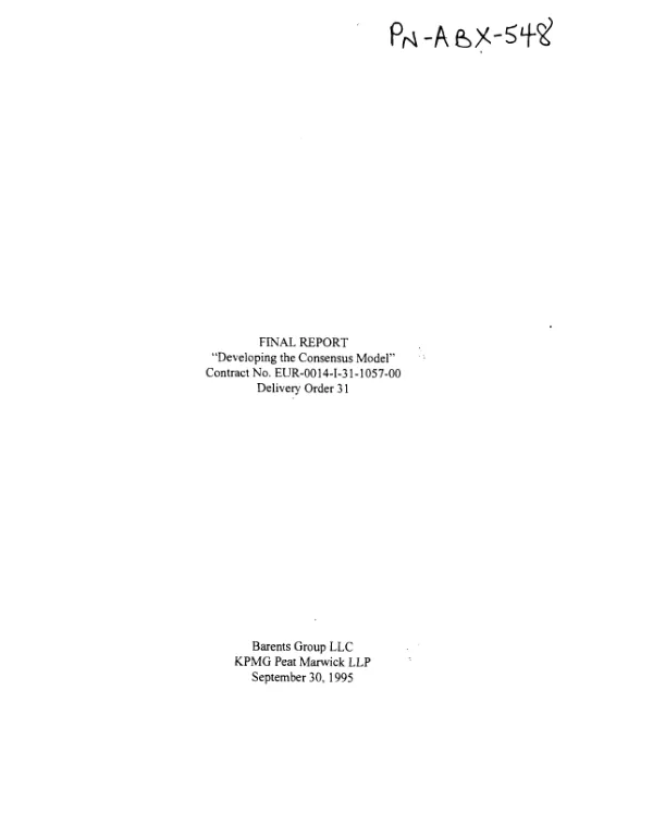 Final report : developing the consensus model -- contract no. EUR-0014-I-31-1057-00