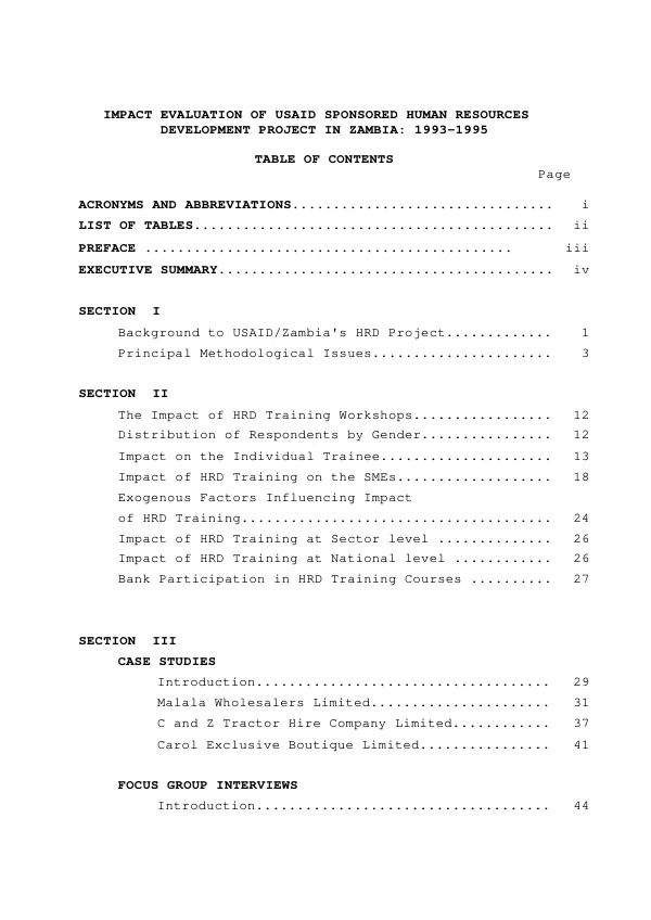 USAID/Zambia human resources development project 698-0463.11 : impact evaluation final report