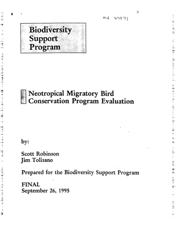 Neotropical migratory bird conservation program : project evaluation report