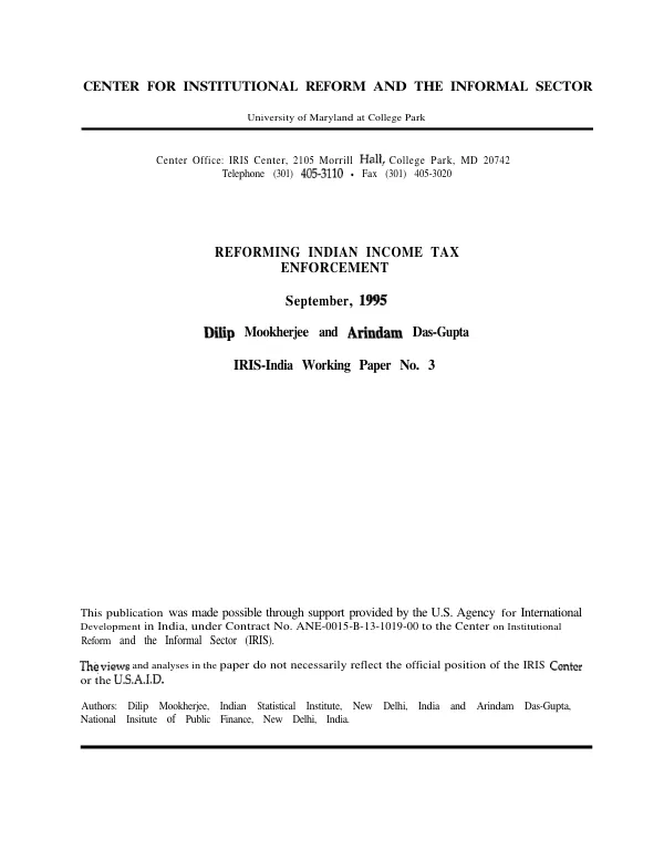 Reforming Indian income tax enforcement